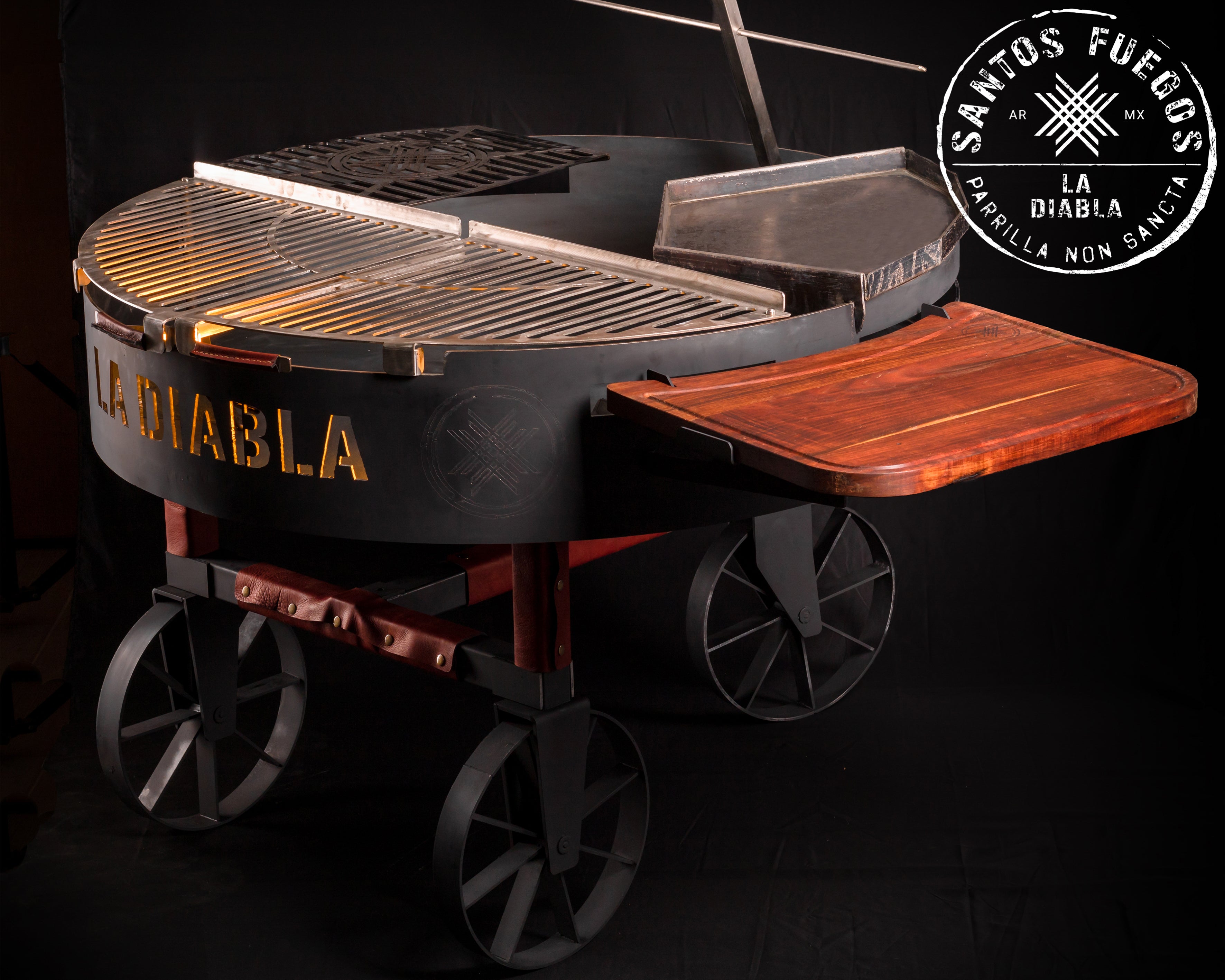 LA DIABLA Asador Premium de 120 CM con acabado PAVONADO