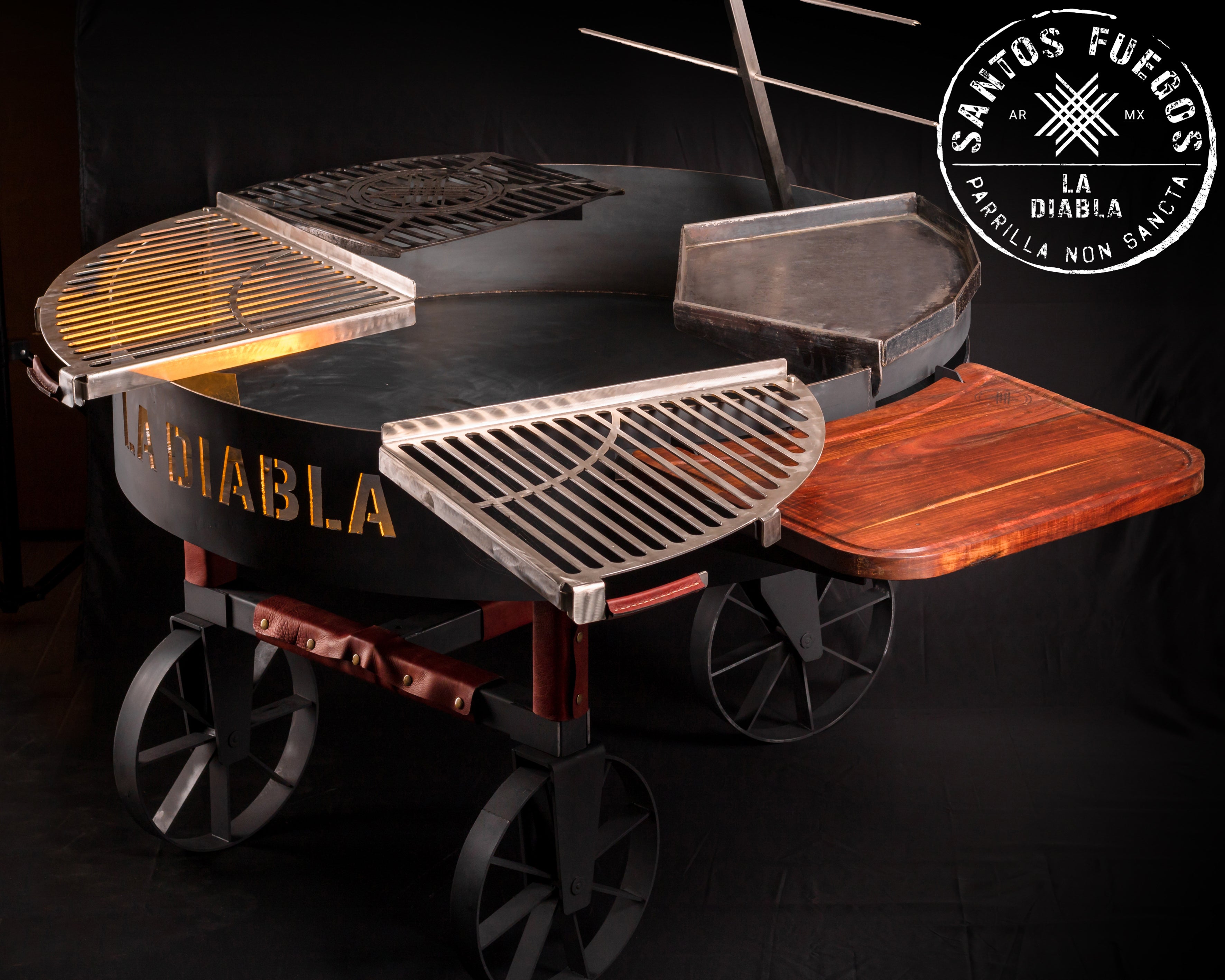 LA DIABLA Asador Premium de 120 CM con acabado PAVONADO